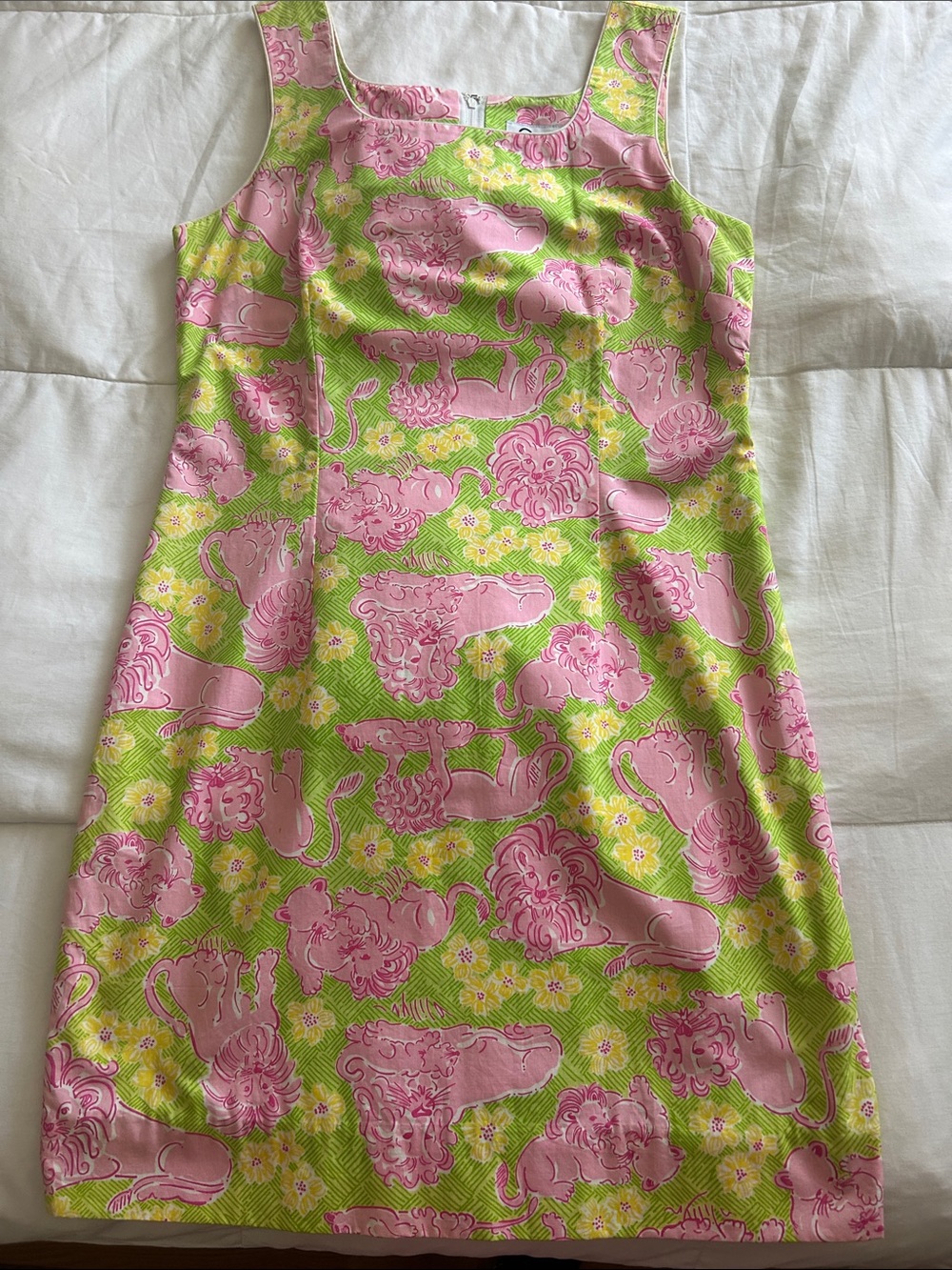 Vintage Lilly Pulitzer Pink & Lime Green Floral Shift Dress